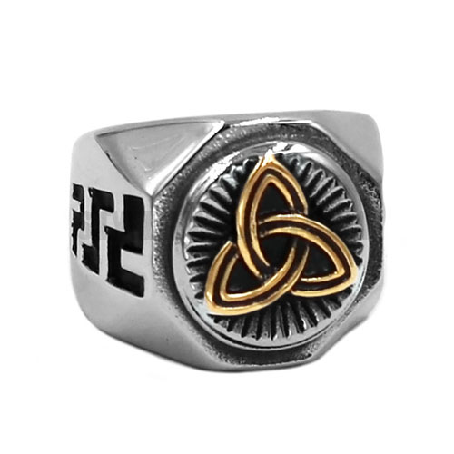 Claddagh Irish Pattern Biker Ring 316L Stainless Steel Jewelry Classic Gold Celtic Knot Ring Biker Men Rings Wholesale SWR0752 - Click Image to Close